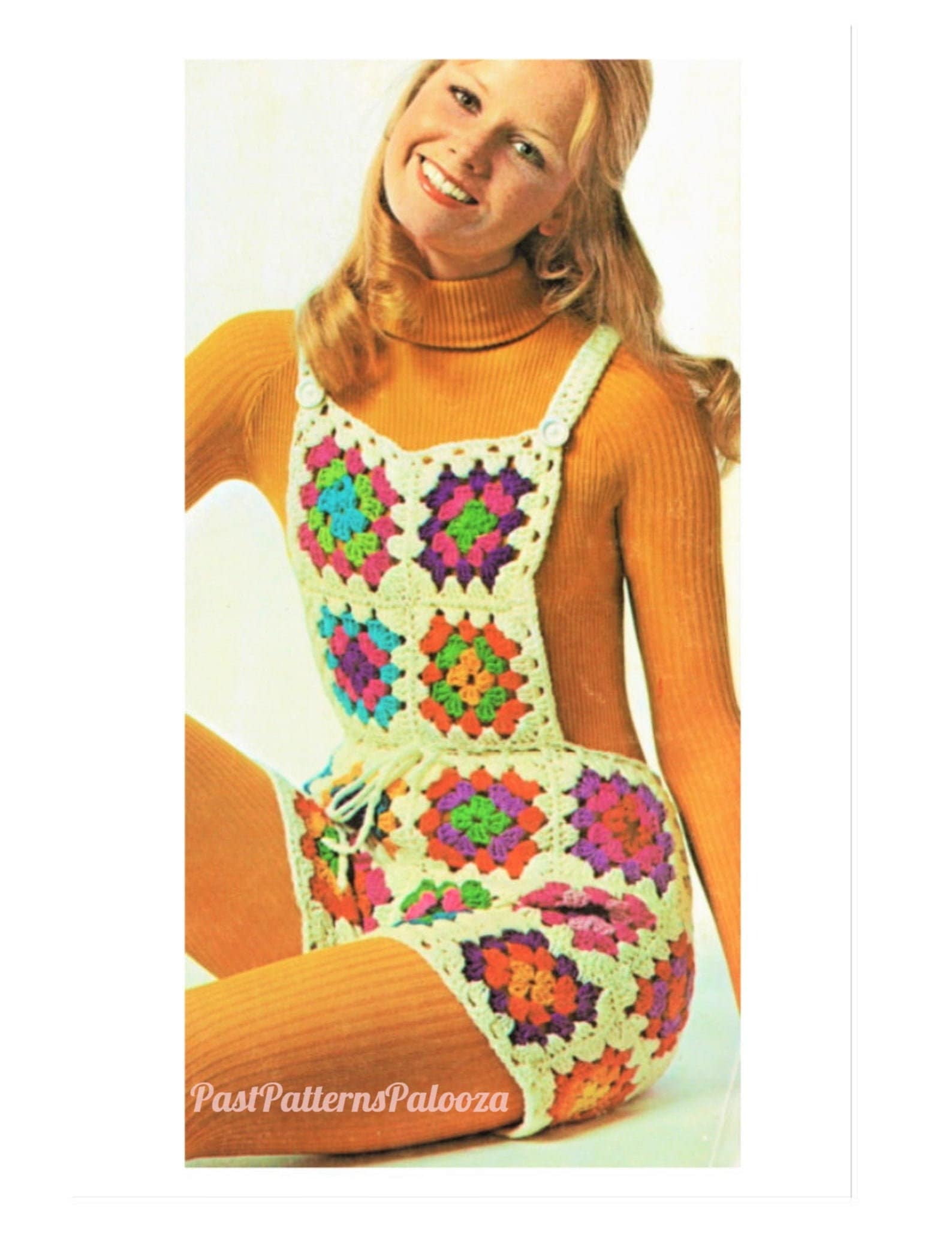 Vintage Crochet Pattern Granny Squares Shortalls Overalls PDF Instant…