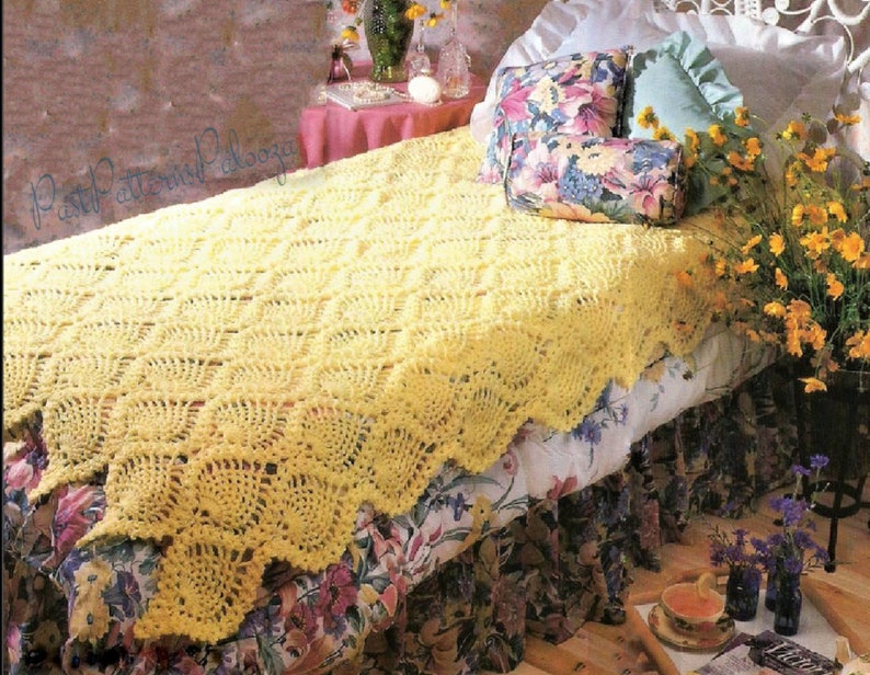 Vintage Crochet Afghan Pattern Pineapple Throw Bedspread PDF Etsy
