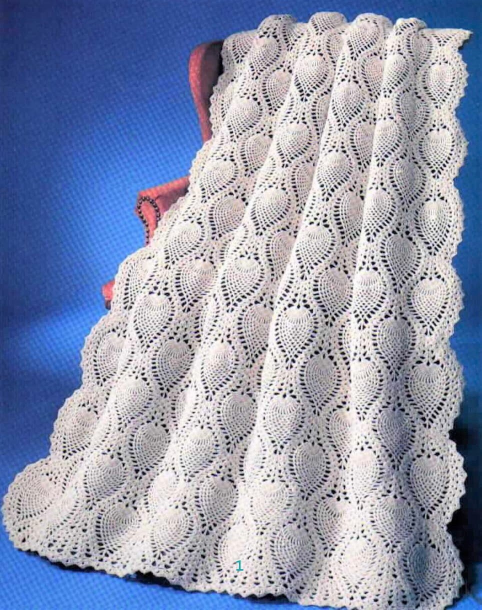 Vintage Crochet Pretty Lace Pineapple Afghan Pattern PDF Instant Digi…