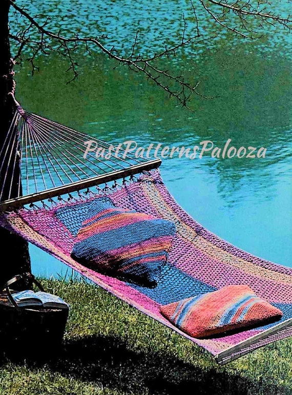 Vintage Crochet Pattern Large Hammock Swing & Pillows Set PDF