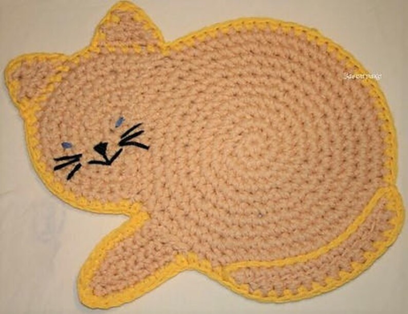 Vintage Crochet Pattern Cat Rug Cat Mat PDF Instant Digital Etsy