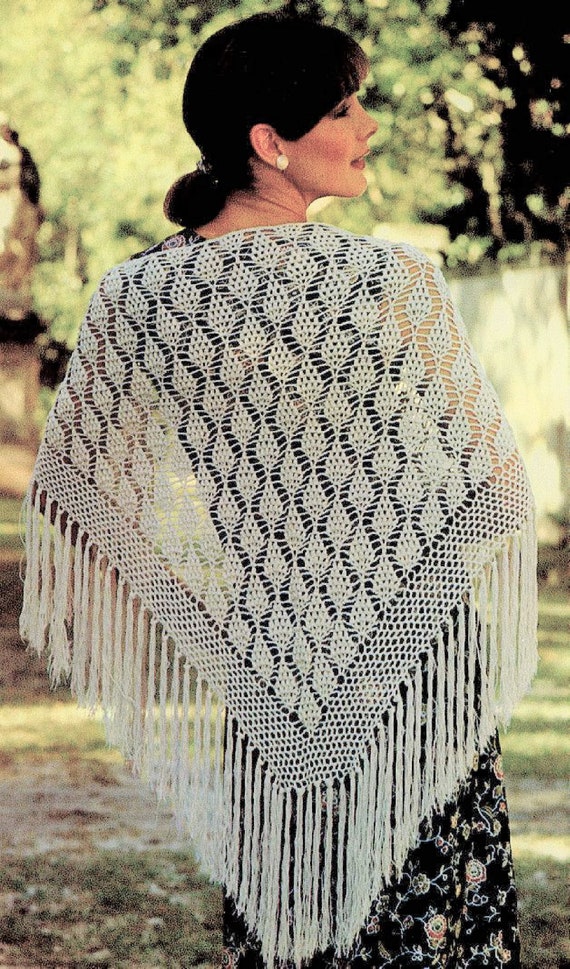 Crochet Vintage Crochet Lady's Lacy Shawl PDF Instant Download Pattern ...