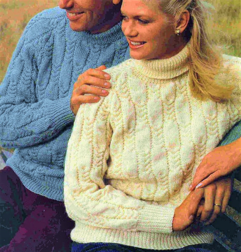 Vintage Knitting Pattern Mens Womens Broken Cable Pullover | Etsy