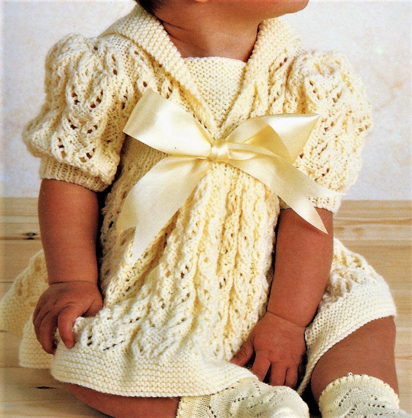 Vintage Knitting Pattern Pretty Lacy Sailor Collar Knit Baby Etsy