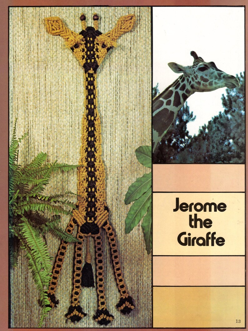 Vintage Macrame Animal Art Wall Hangings Patterns Book PDF Etsy