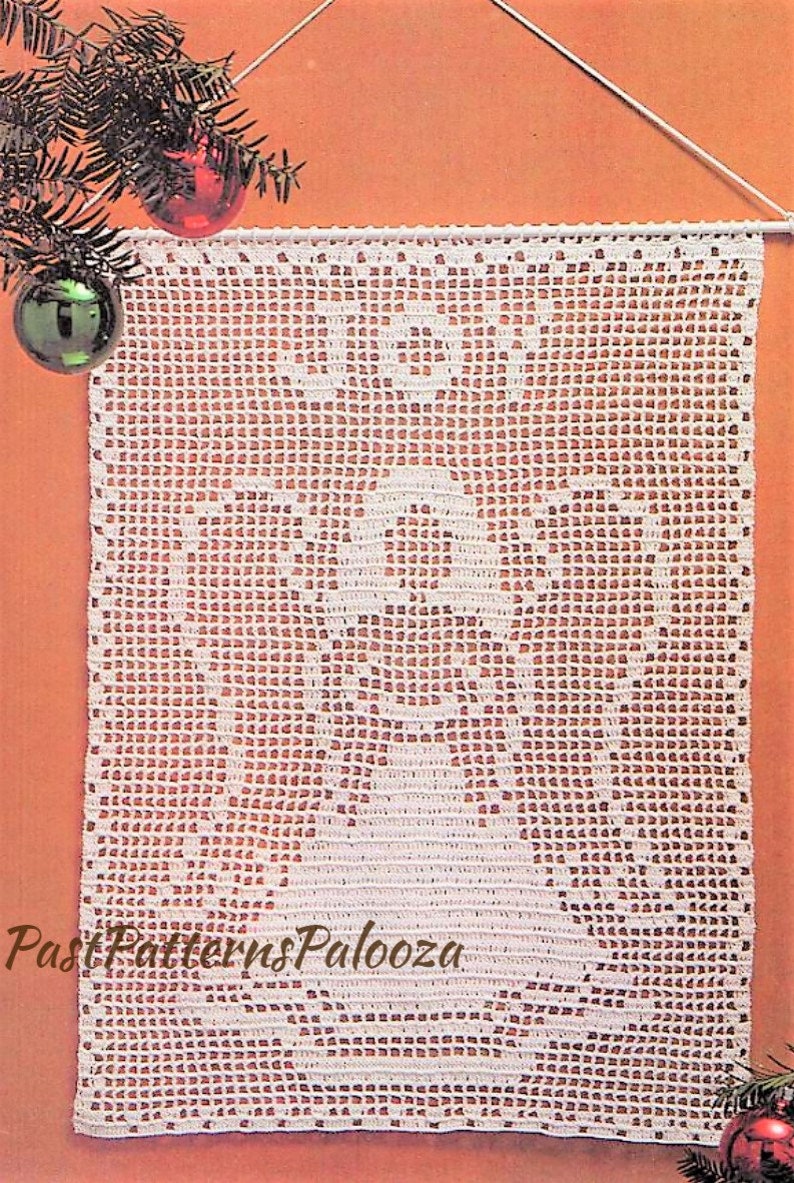 Vintage Filet Crochet Pattern Christmas Joy Angel Panel or | Etsy