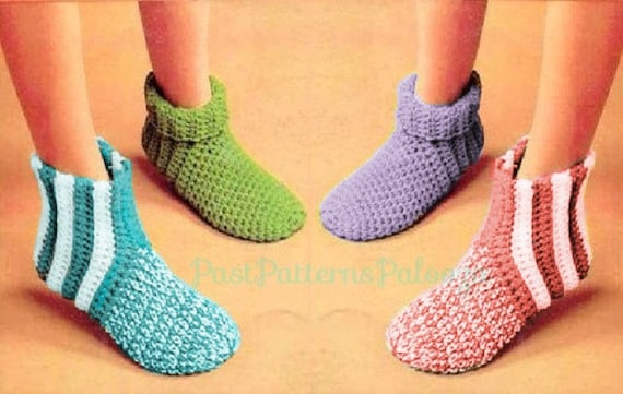 Vintage Crochet Patterns Easy Quick Simple Family Slipper