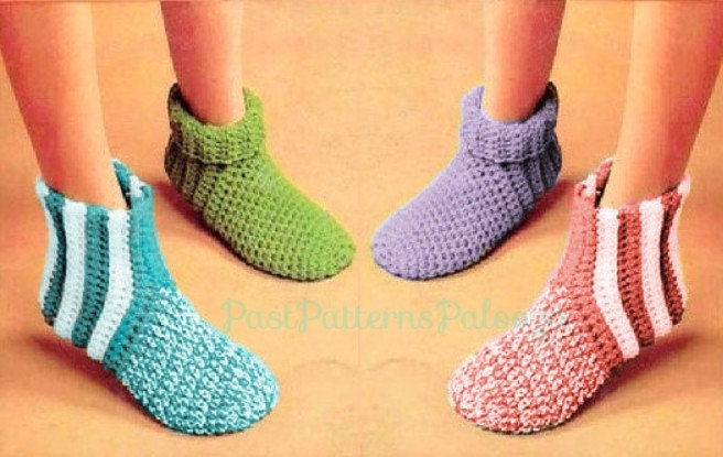 Vintage Crochet Patterns Easy Quick Simple Family Slipper Socks PDF I…