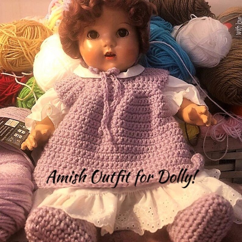 Vintage Crochet Pattern 18 Amish Doll PDF Instant Download Amigurumi Faceless Soft Doll Quaker Mennonite Waldorf Retro 1980s Design