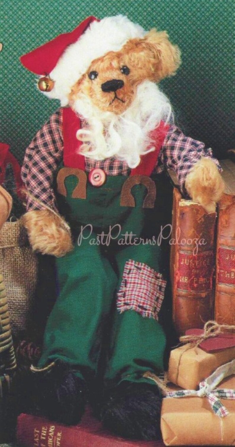 Vintage Sewing Pattern 14 Christmas Santa Claus Teddy Bear Doll PDF Instant Digital Download Sewn Soft Toy Faux Fur Suspenders