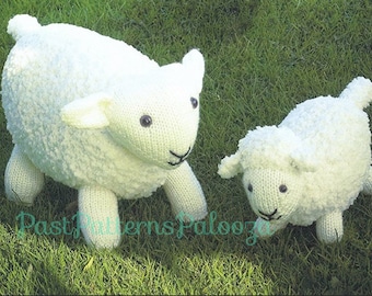 Vintage Knitting Pattern Knit Sheep and Lamb PDF Instant Digital Download Animal Amigurumi Ewe and Baby Soft Toys