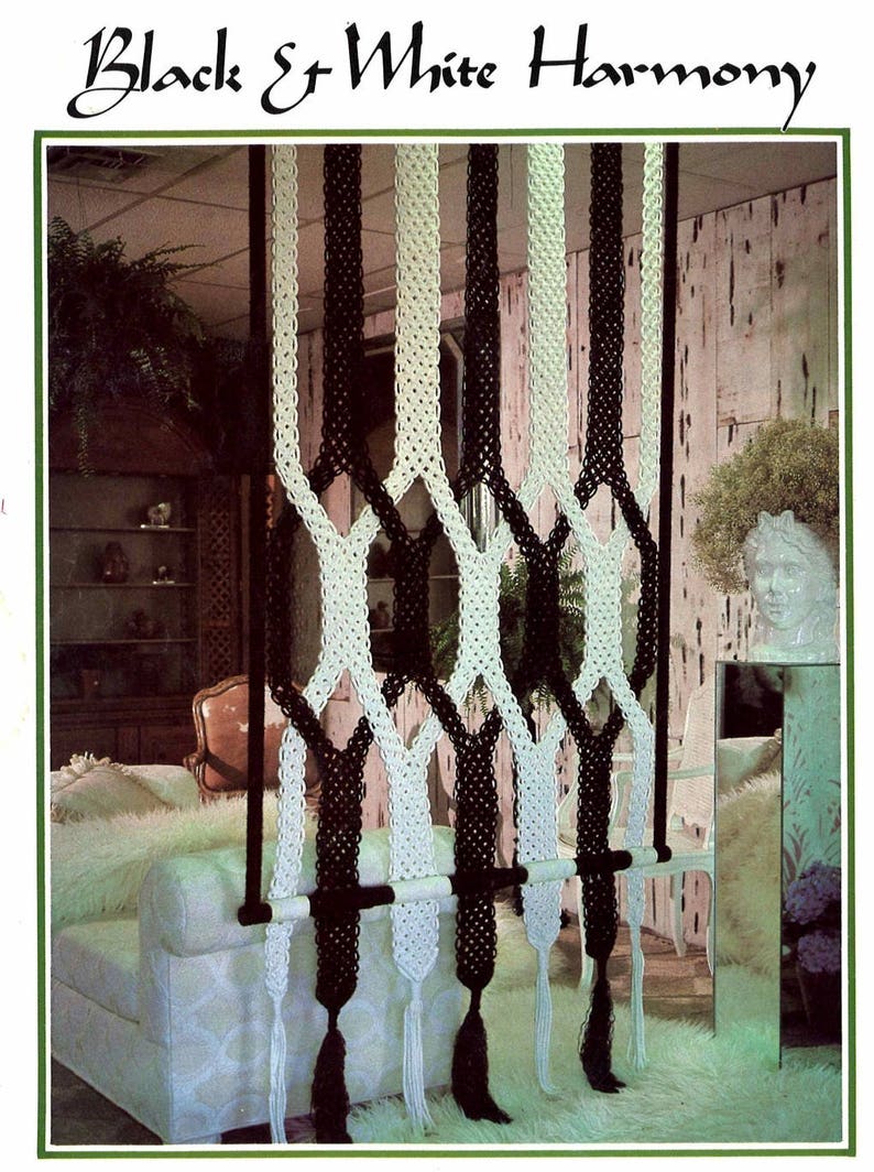 Vintage Macrame Pattern Room Divider Wall Hanging Retro Mod Etsy