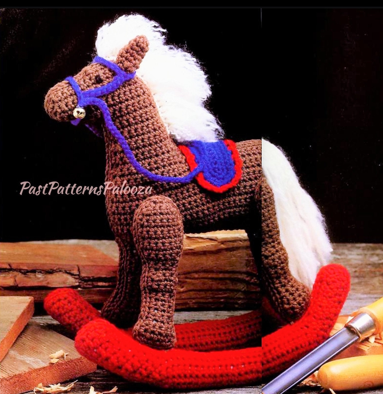 Vintage Toy Crochet Pattern 3 Sizes of Cuddly Horse With blanket & Bridle!