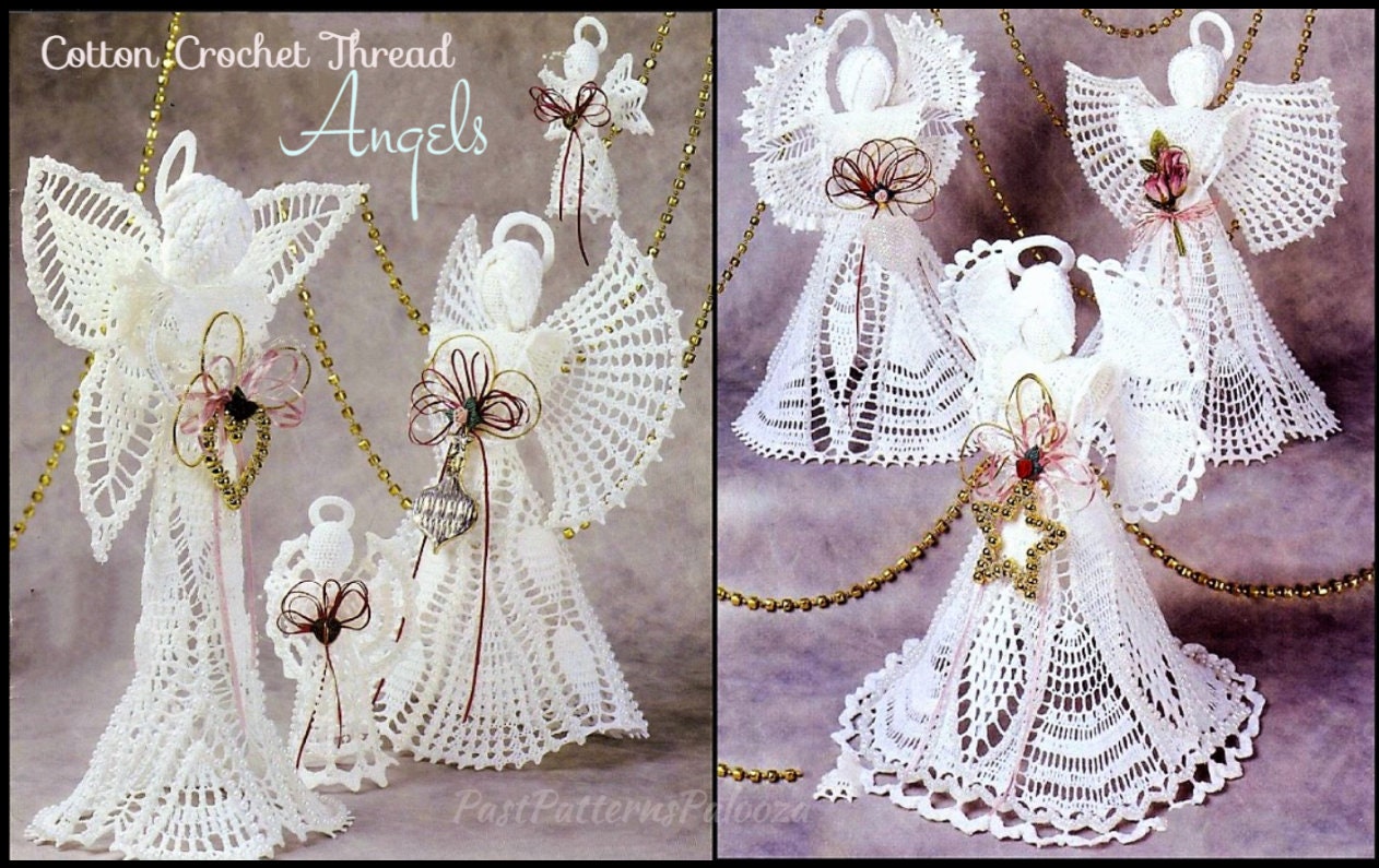 Vintage Crochet Patterns Cotton Thread Lace Christmas Angel Ornaments…