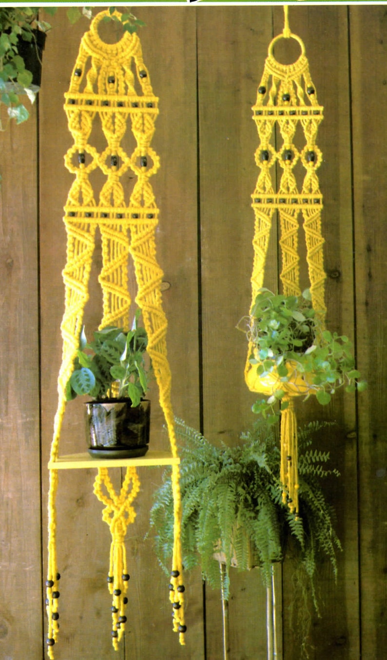 Vintage Macrame Pattern Large Beaded Plant Hanger Pot Holder & Etsy