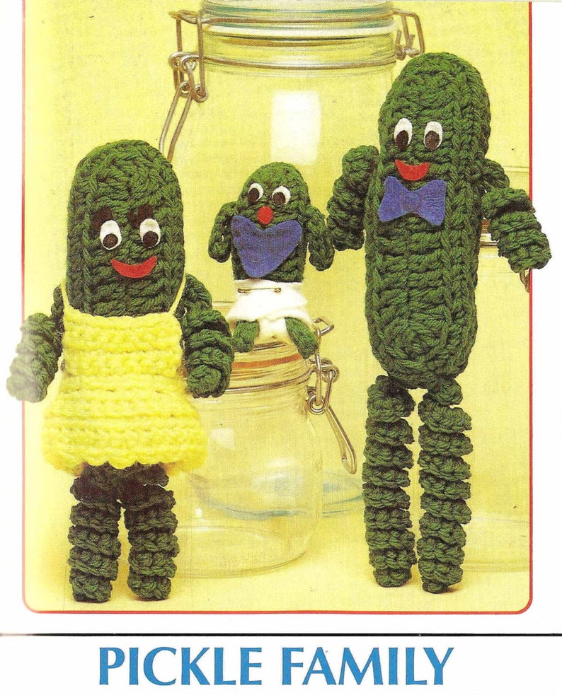 Vintage Crochet Pattern 49 Cute Dill Pickle Family Etsy
