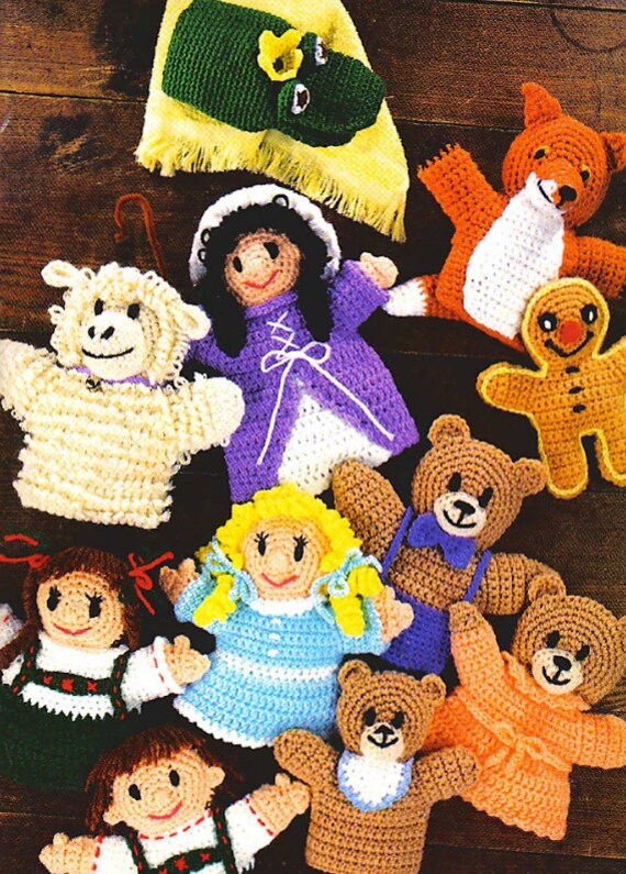 Vintage Crochet Patterns Classic Storybook Fairytale Hand Puppets Pdf Instant Digital Download Amigurumi Soft Toy Puppets 4 Ply - 