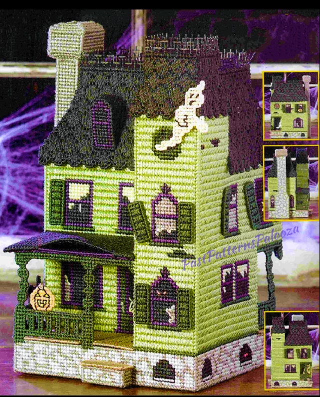 Herrschners Halloween Village Plastic Canvas Kit Arts Arts, Crafts