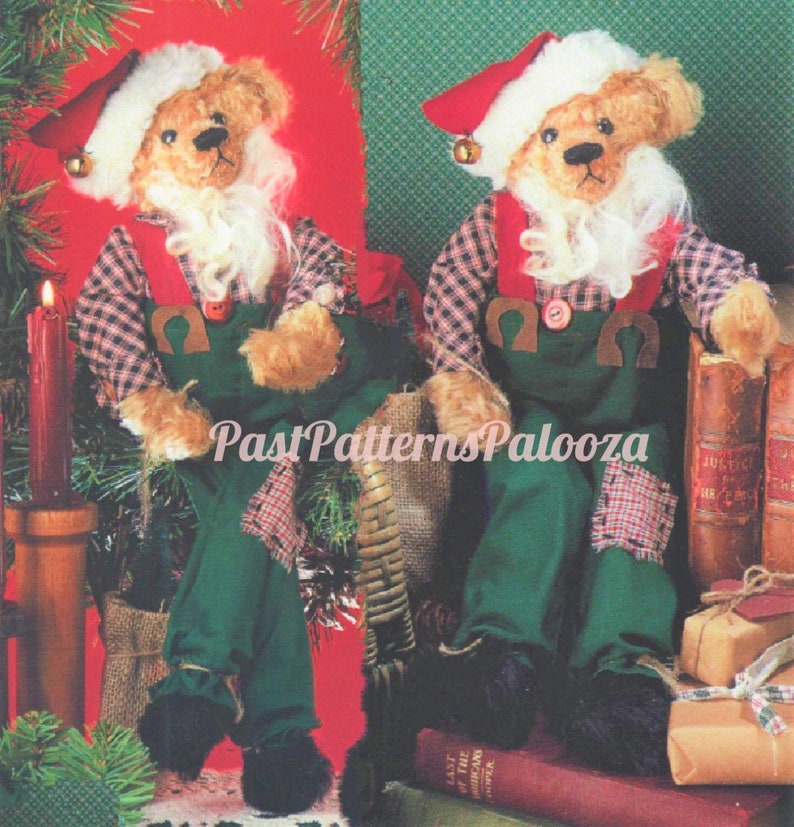 Vintage Sewing Pattern 14 Christmas Santa Claus Teddy Bear Doll PDF Instant Digital Download Sewn Soft Toy Faux Fur Suspenders