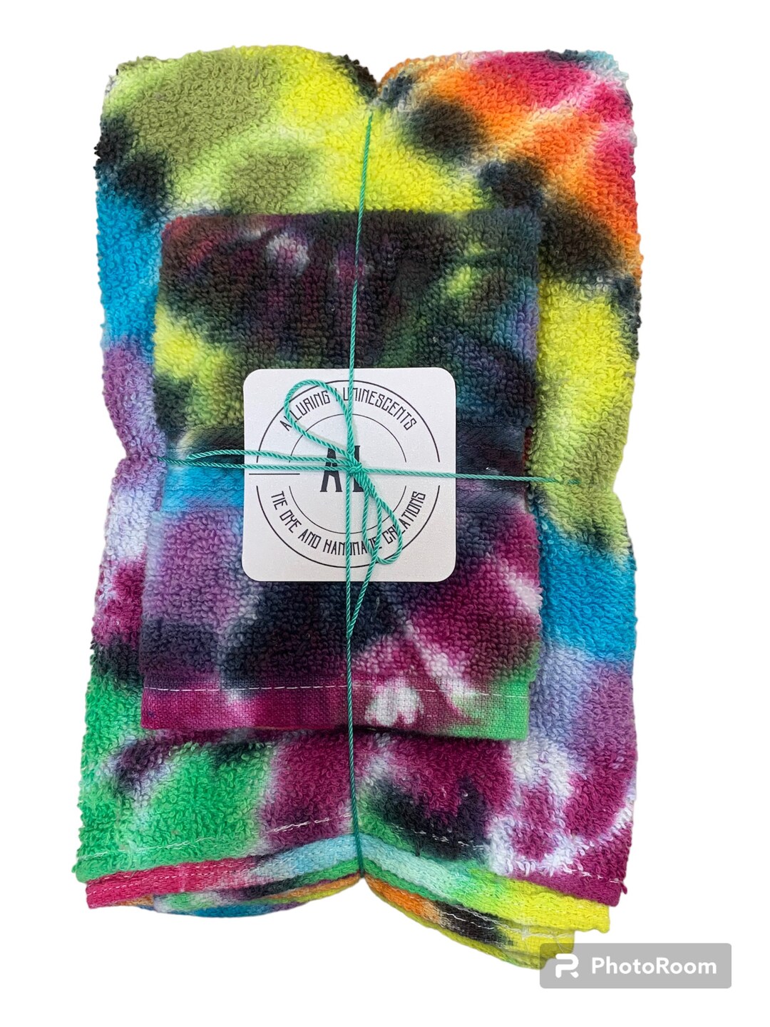 Tie Dyed Rainbow Bath Towel and Wash Cloth Set Etsy