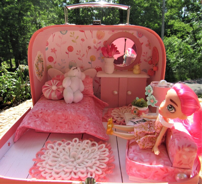 Suitcase Doll House butterflies and Flowers Etsy