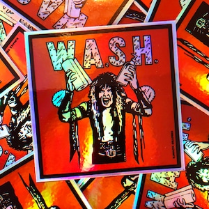 W.A.S.H. Reflective Sticker Blackie Lawless Wash Your Hands W.A.S.P. 80s
