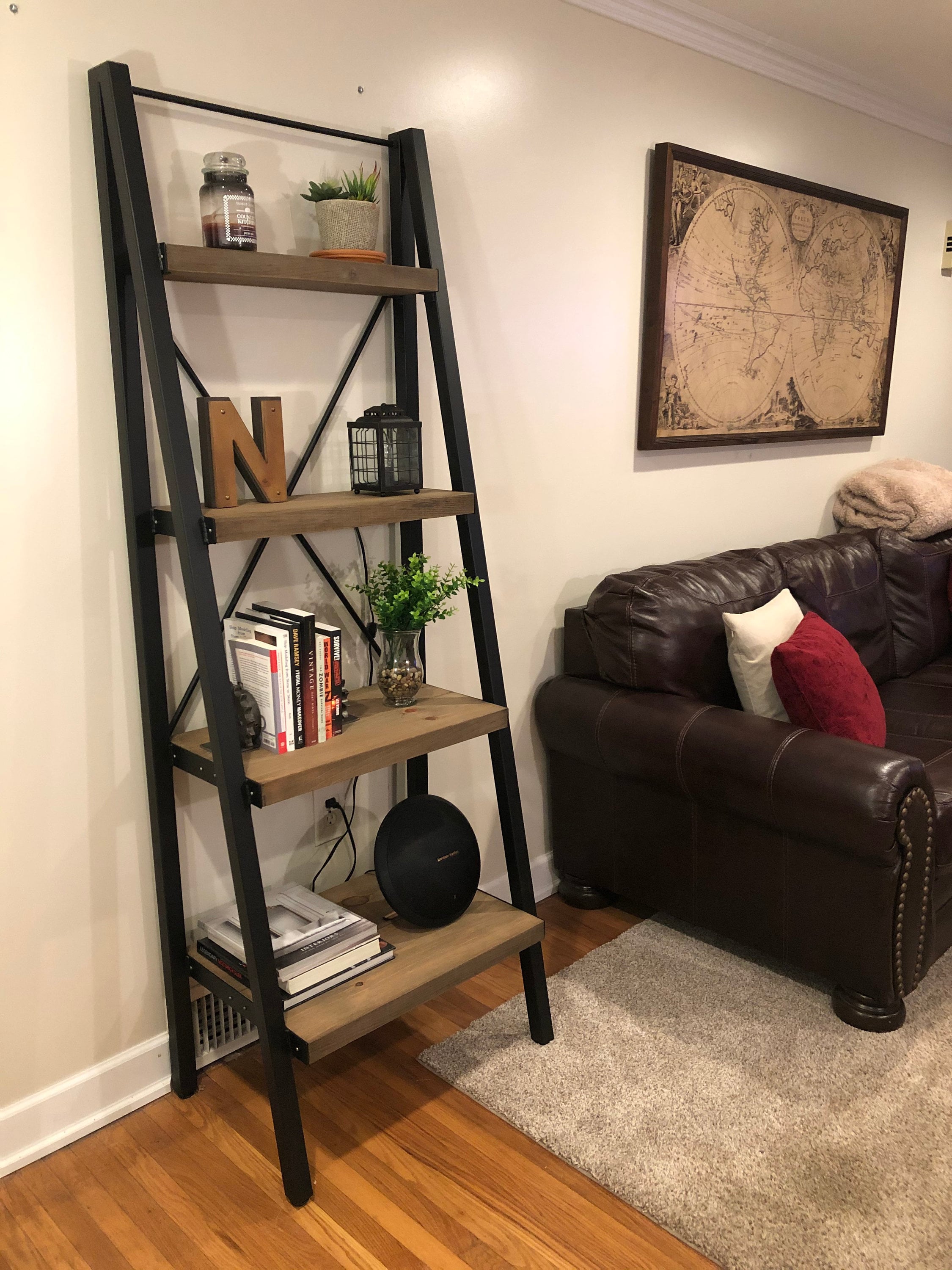 Farmhouse ladder bookshelf deals
