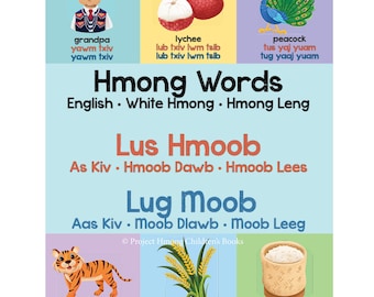 Hmong Words | Lus Hmoob | Lug Moob: Bilingual Hmong Language Children's Vocabulary Book for babies, toddlers, elementary-age, ELL, ESL