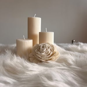 Soy wax ribbed pillar candles