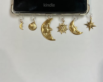 Celestial /Moon /Sun /Star /Whimsical/ Whimsigoth/ Kindle / USB-C/ Micro USB/ Lightning plug charms