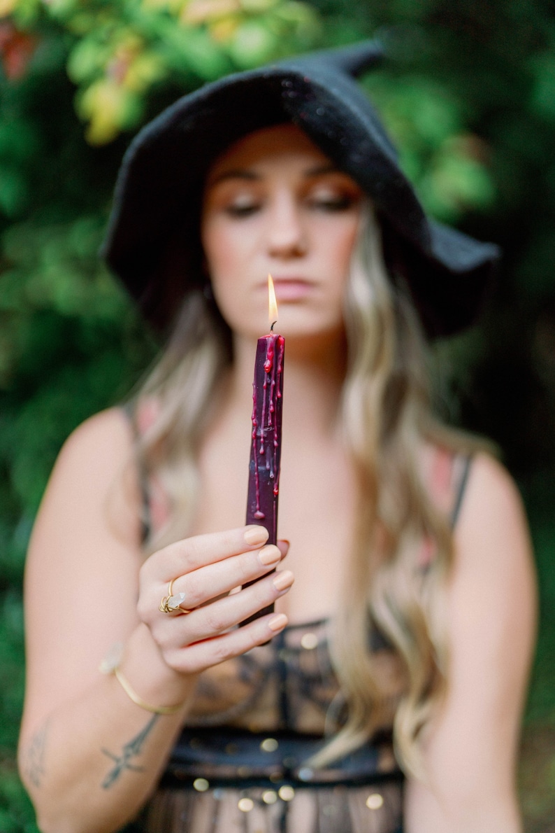 Bleeding Candle Sticks/taper Candles/ Black With Hidden Red Etsy