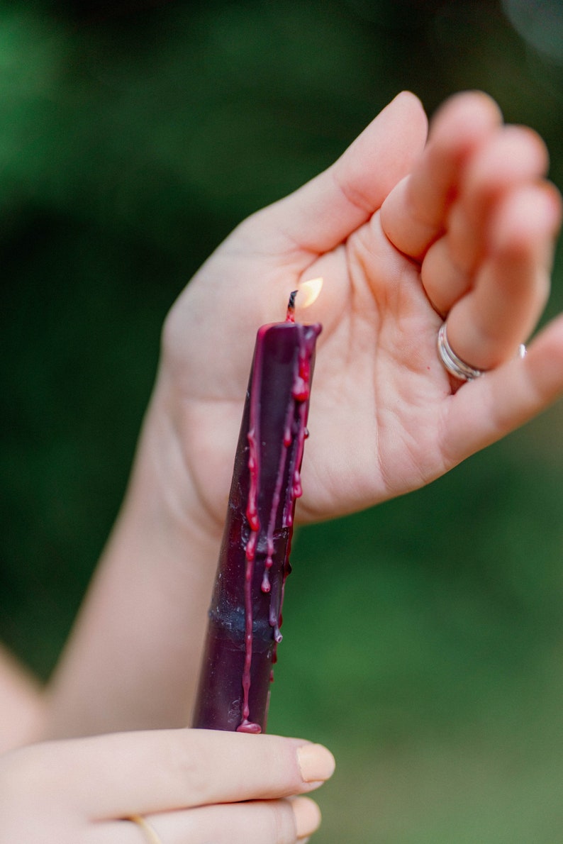 Bleeding Candle Sticks/taper Candles/ Black With Hidden Red Etsy