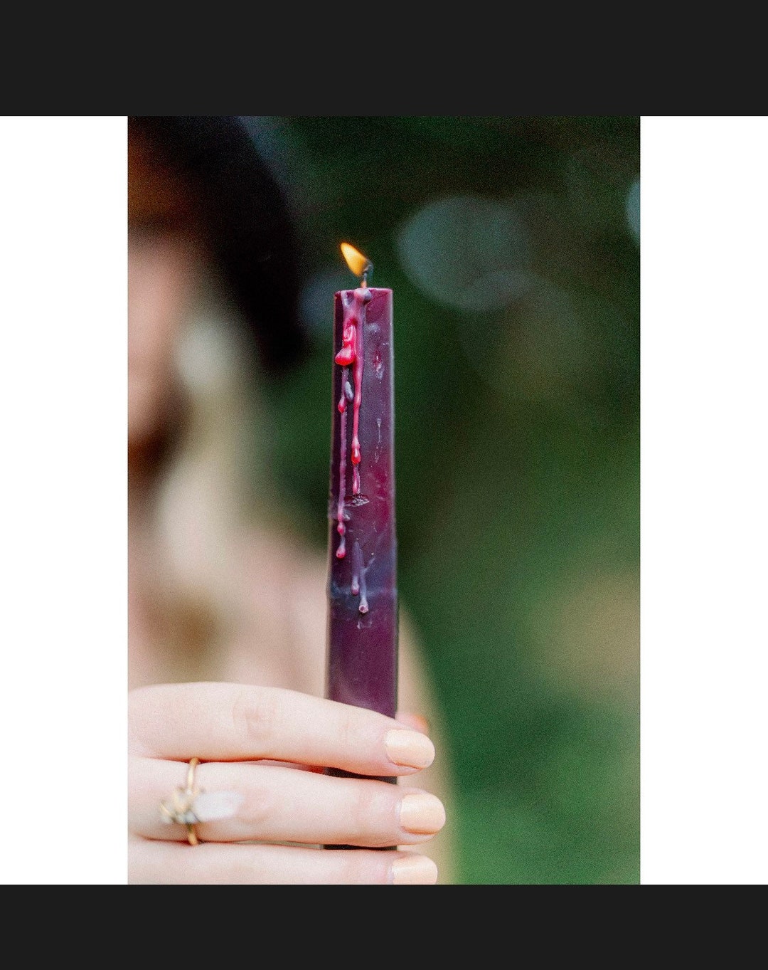 Bleeding Candle Sticks/taper Candles/ Black With Hidden Red Set of Two