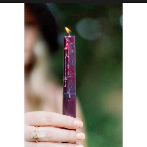 Bleeding Candle Sticks/taper Candles/ Black With Hidden Red Etsy