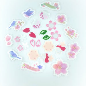 26pc Bullet Journal & Scrapbooking Sticker Mix Pack - Sakura / Cherry Blossoms