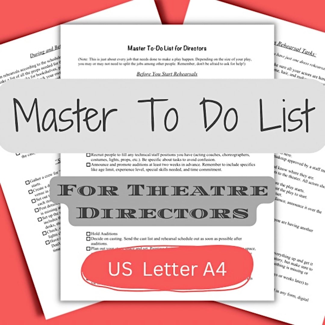 To Do List for Theatre Directors Etsy