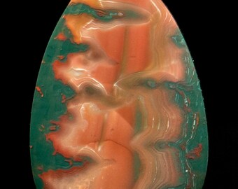 IDAHO SUNSET Seam Agate Cabochon  - USA Hand Made, Lapidary Mineral Cab Designer Gemstone Jewelry Supplies