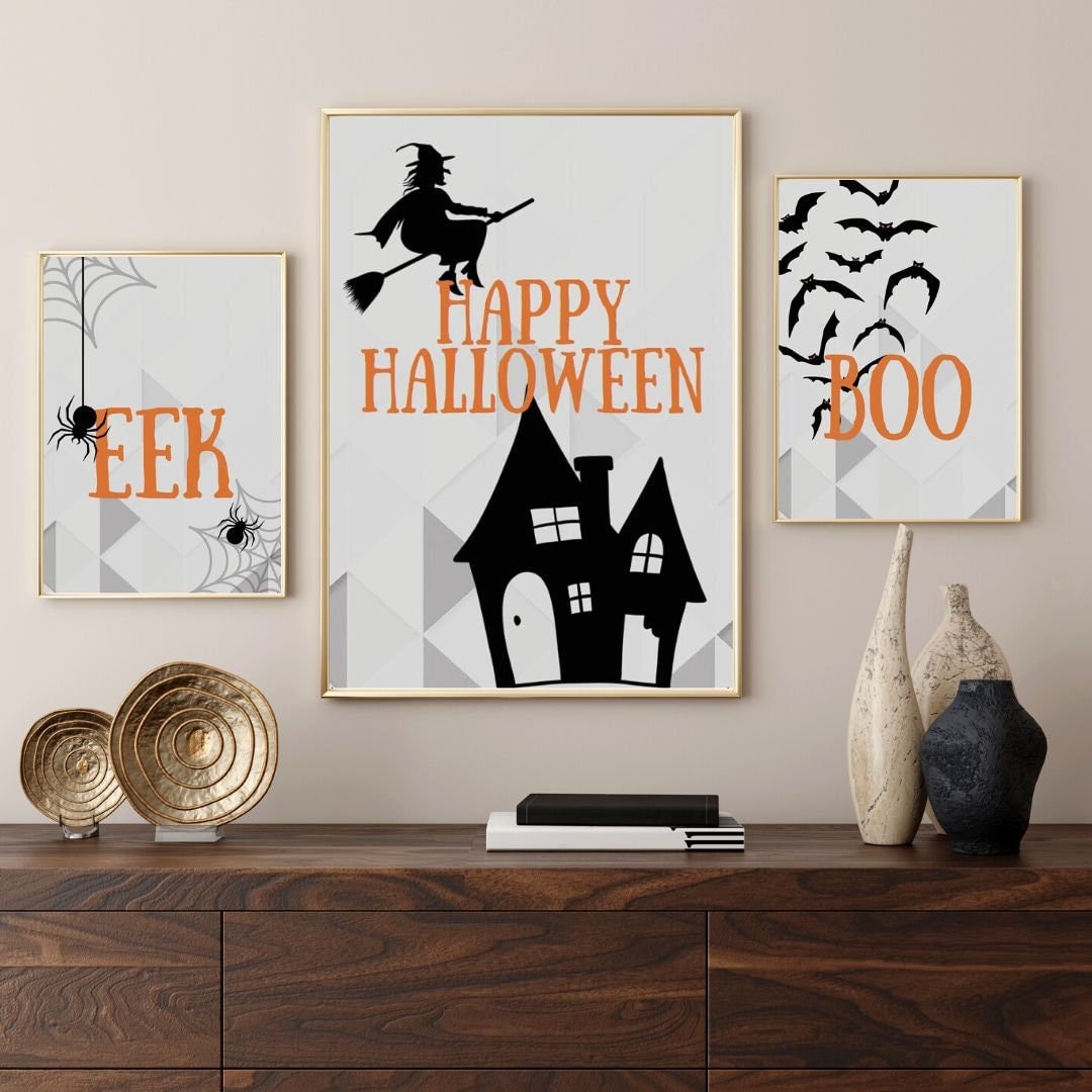 Printable Halloween Gallery Wall Set of 3 - Fun/traditional Halloween ...