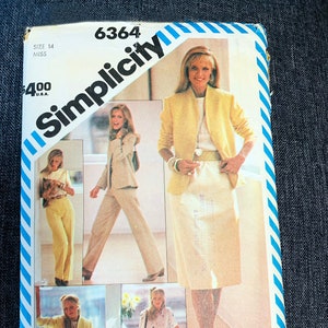 Vintage Sewing Patterns for Midi Skirt, Straight Pants, Short Jacket - Simplicity 6364, Size 14