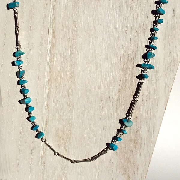 Turquoise Nugget Necklace, December Birthstone Necklace, Southwest Necklace, Guess Long Necklace Women