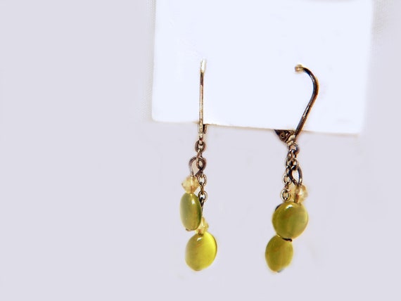 Lime Green Earrings, Small Crystal Earrings, Tran… - image 4
