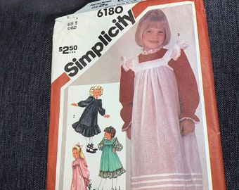 Girls Dress Sewing Pattern, Vintage Apron Dress, Simplicity 6180, Flower Girl Dress Pattern, Girls Spring Dress , Girls Pinafore Dress