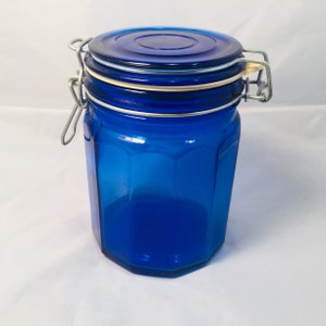 Cobalt Blue Hexagon 6" Jar for Vintage Farmhouse Kitchen Storage