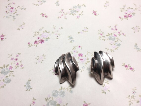 925 Solid Sterling Silver Earrings, Chunky Silver… - image 3