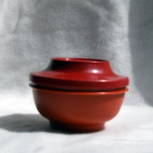 Vintage 1970s Red Tupperware Oriental Style Replacement Bowl with Lid