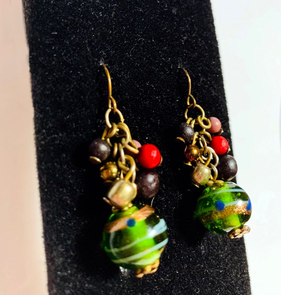 Olive Green Earrings,  Cascading Earrings,  Water… - image 4