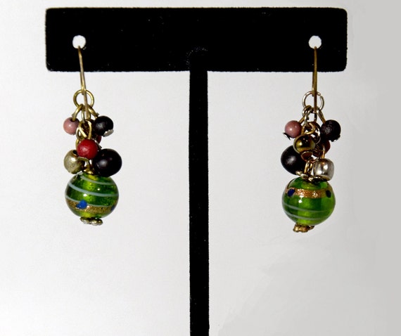 Olive Green Earrings,  Cascading Earrings,  Water… - image 1