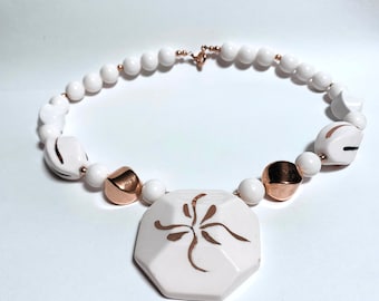 Collar de cuentas japonesas pintado a mano / Joya nupcial llamativa