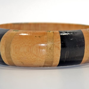 Handcrafted Wooden Bangle Cuff, Wide Stacking Bracelet for Women