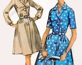 Patrón de vestido informal de verano de manga larga hasta la rodilla estilo rockabilly de McCalls de los años 60